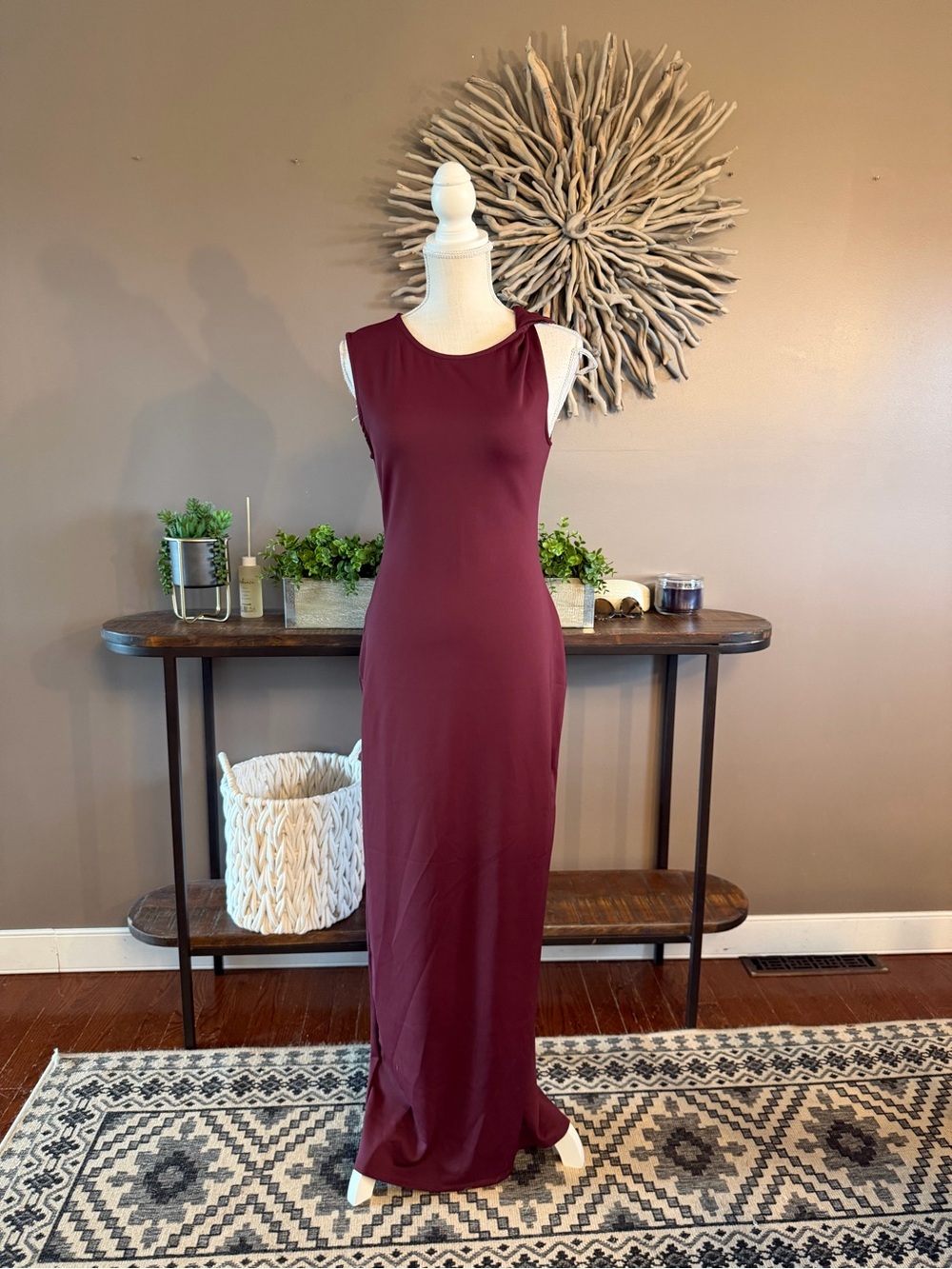Good American Maxi Dress in Wine Color